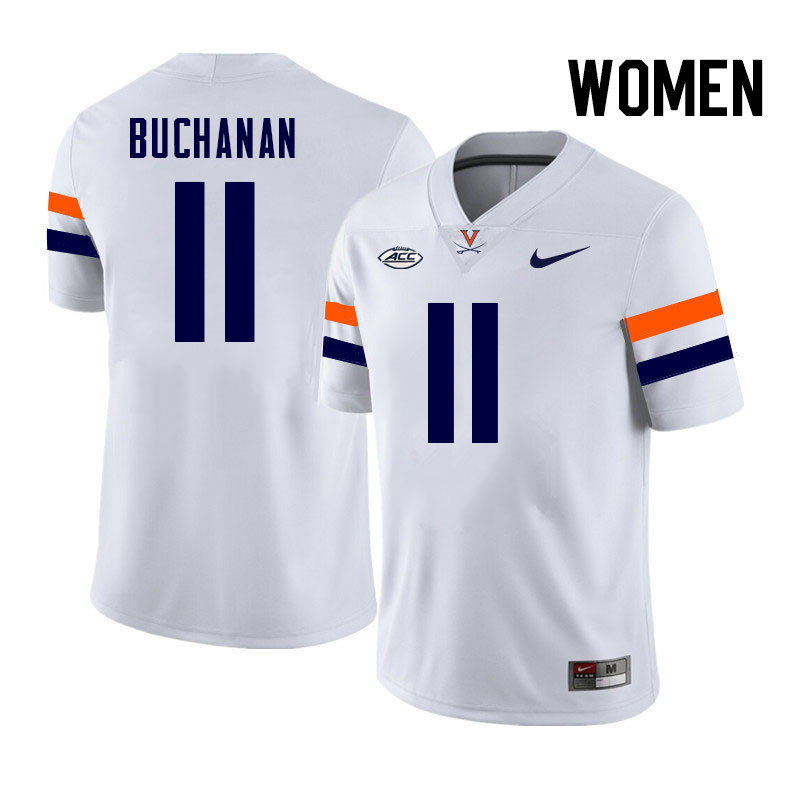 Women Virginia Cavaliers #11 Mekhi Buchanan College Football Jerseys Stitched-White